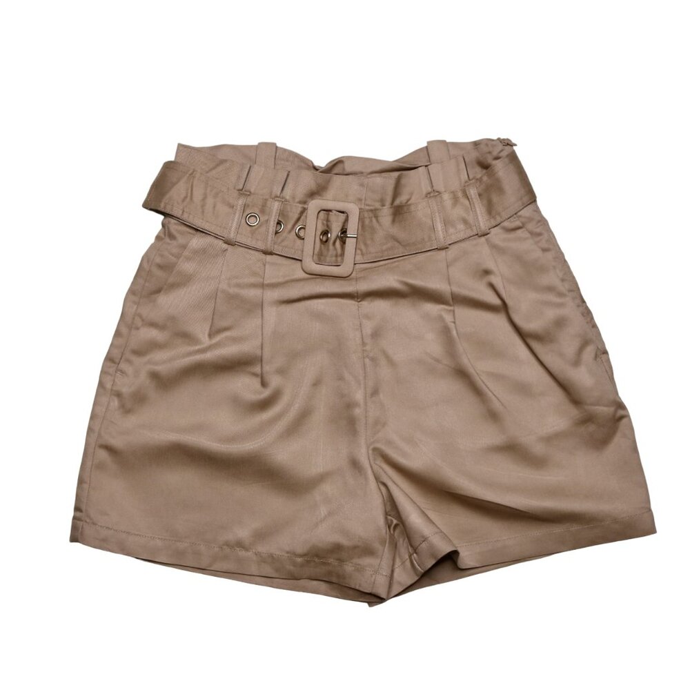 Dynamite Women's Tan Brown Shorts with Chunky Belt, size Small